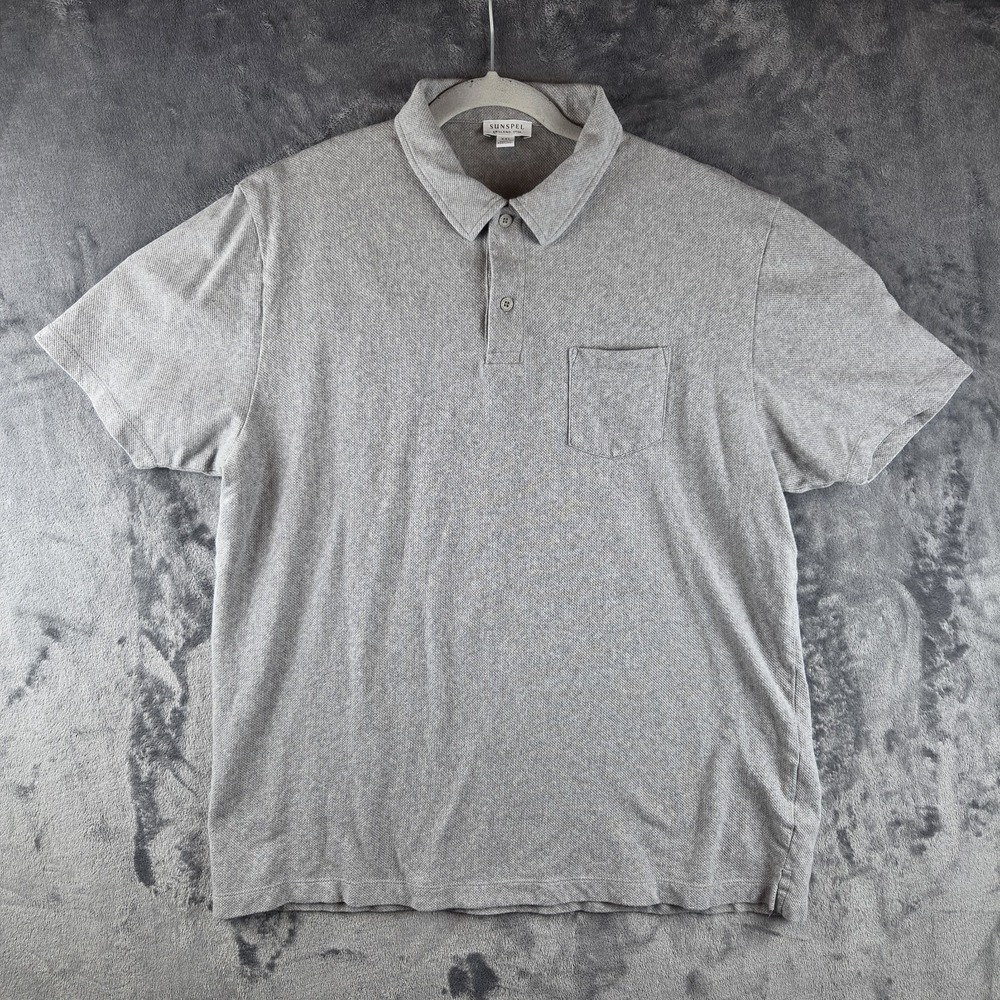 Sunspel Riviera Gray Polo Shirt Size 2XL Made In Portugal 100% Cotton Pocket
